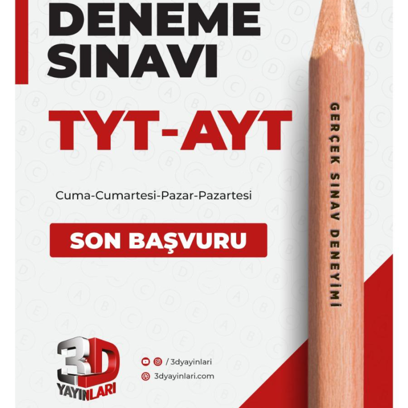 3D Türkiye Geneli 4 TYT AYT 2-3-4-5 Mayıs